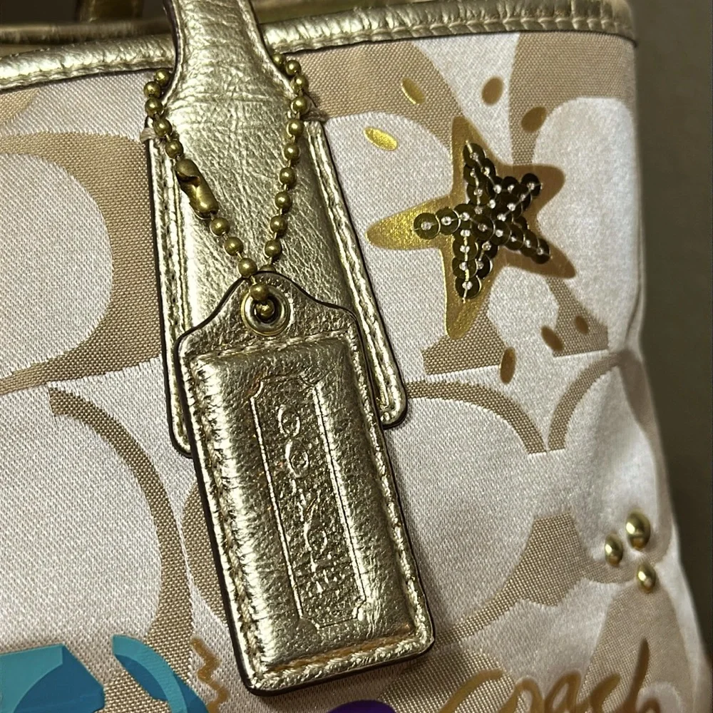 *RARE* COACH Poppy Kisslock Metallic Gold Tote